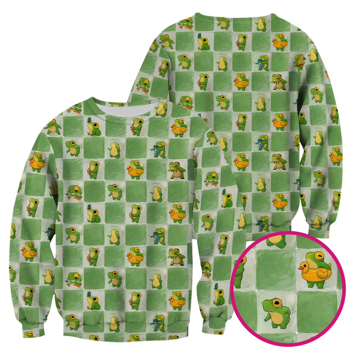 Frog Duck Checkerboard Nurse Scrub Top