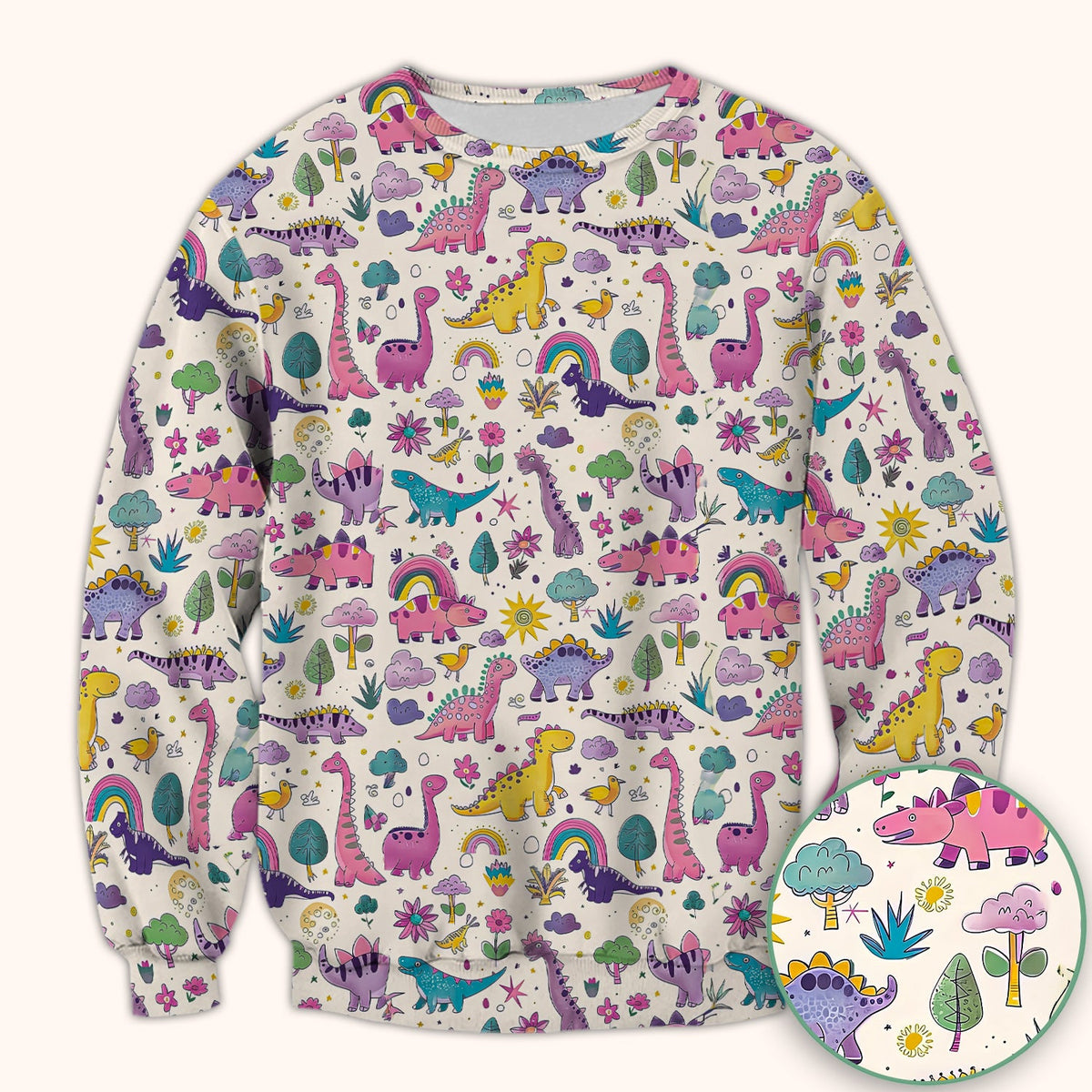 Dinosaur Rainbow Nurse Scrub Top