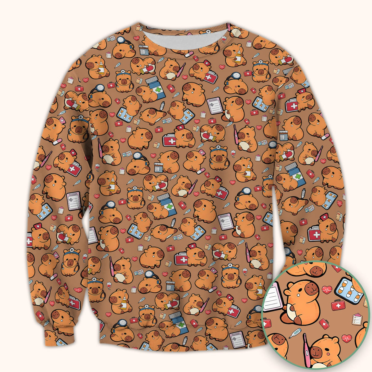 Capybara Stethoscope Medical Tools Nurse Scrub Top