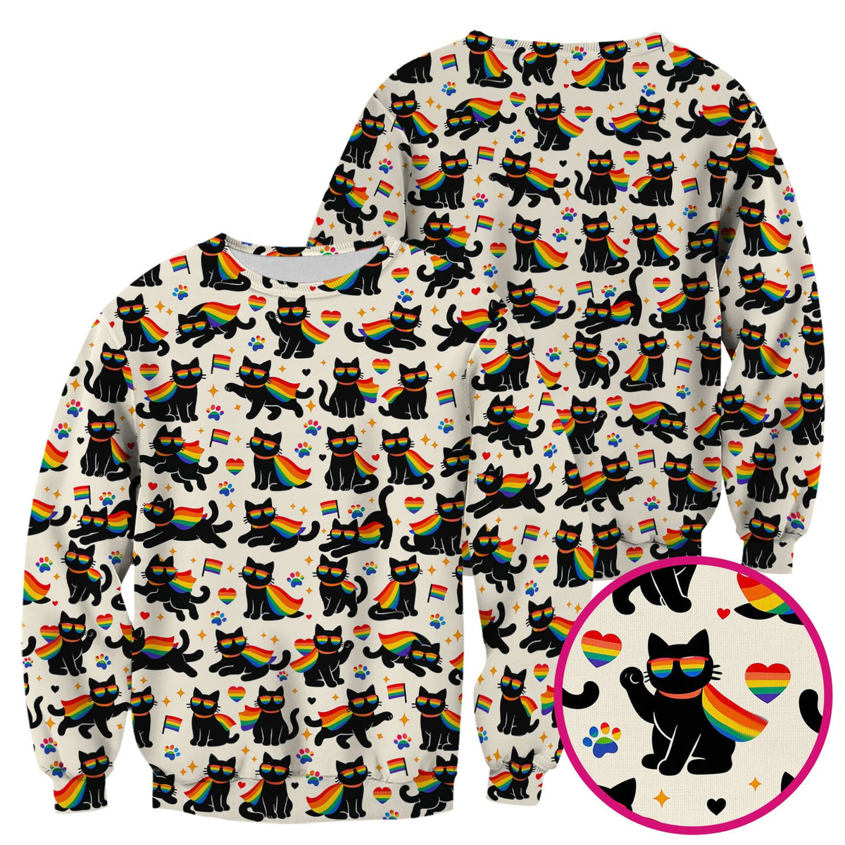 Rainbow Black Cat Pride Nurse Scrub Top