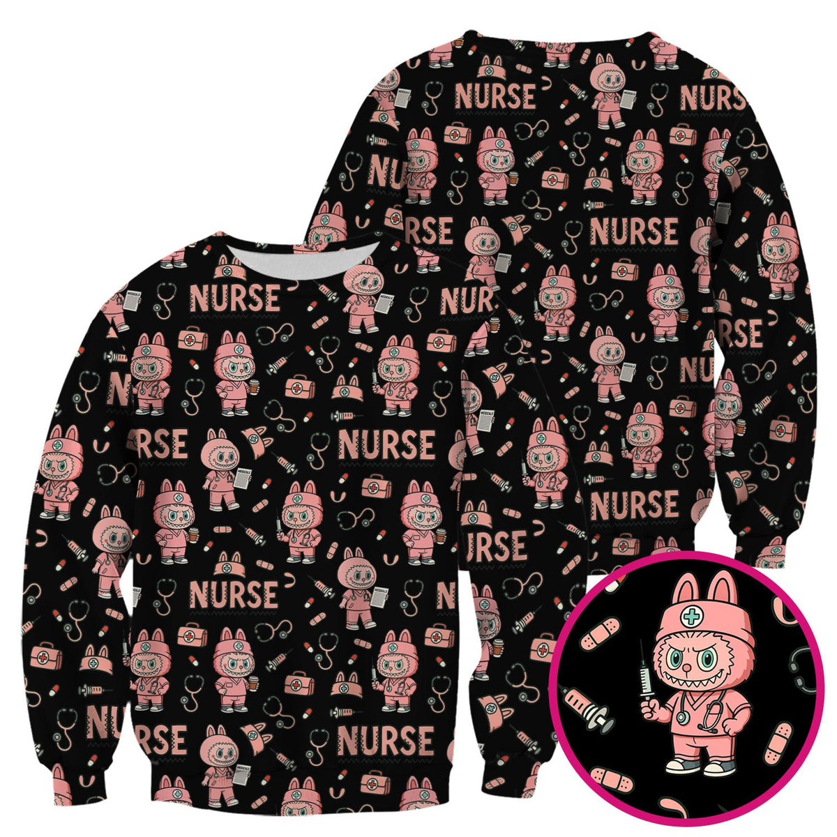 Bunny Cartoon Nurse Scrub Top