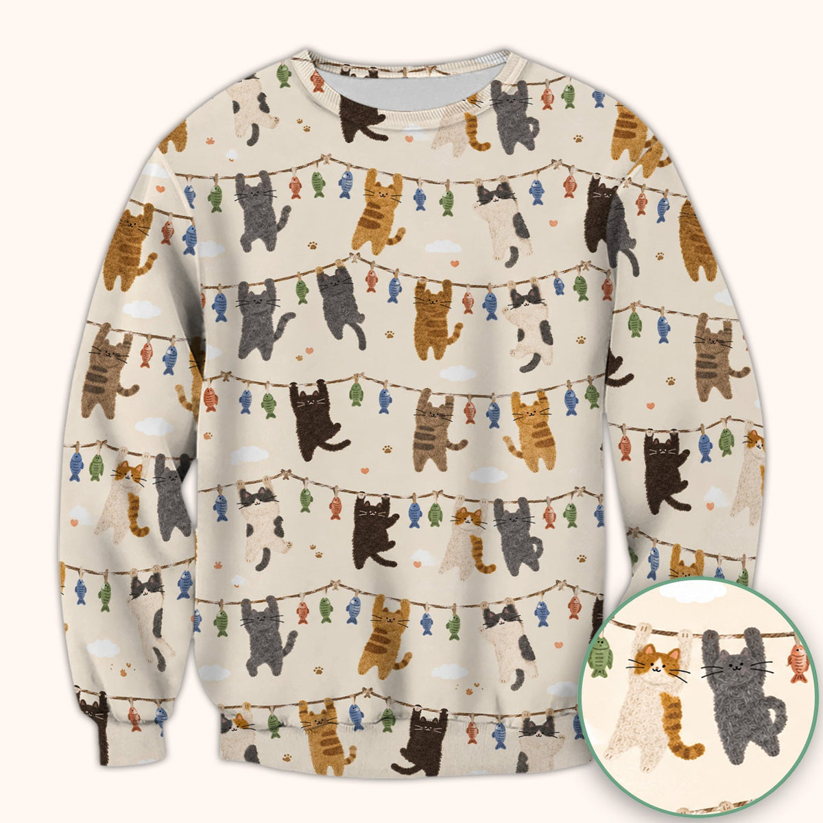 Hanging Cat Fishline Nurse Scrub Top