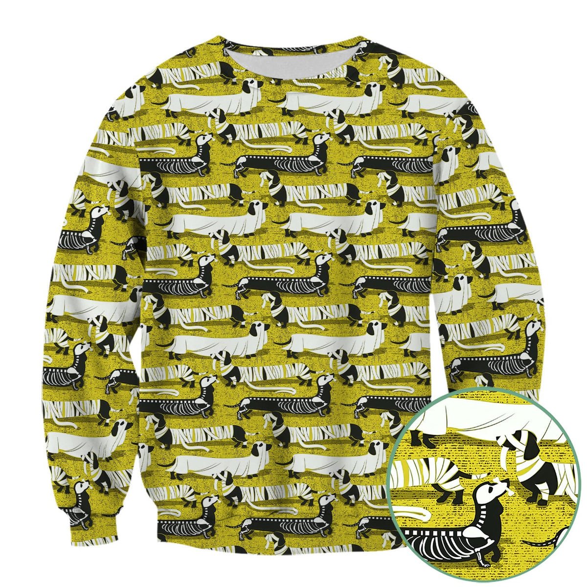 Dachshund Skeleton Nurse Scrub Top - Halloween Gift