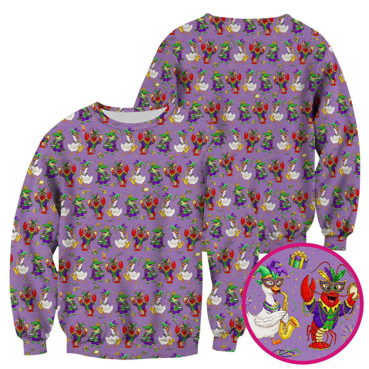 Crawfish Duck Mardi Gras Nurse Scrub Top
