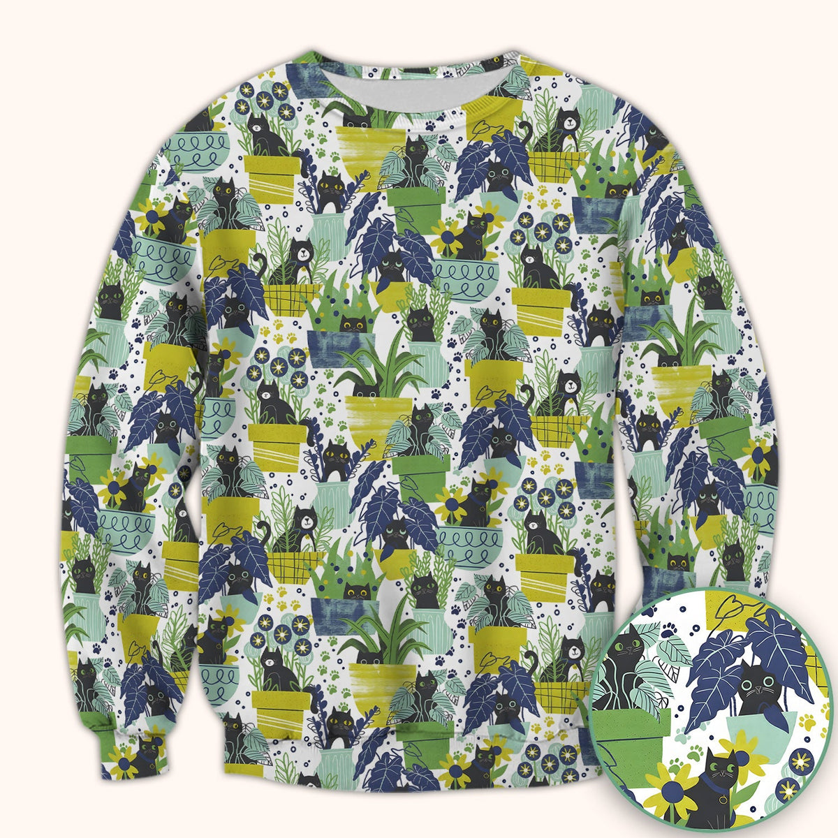 Black Cat Planter Garden Nurse Scrub Top