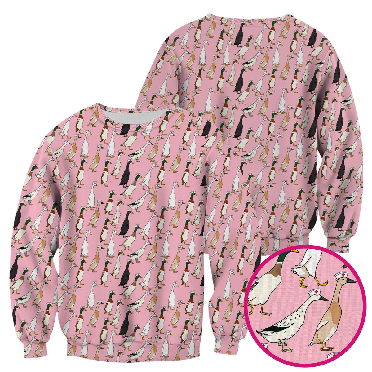 Duck Pattern Nurse Scrub Top