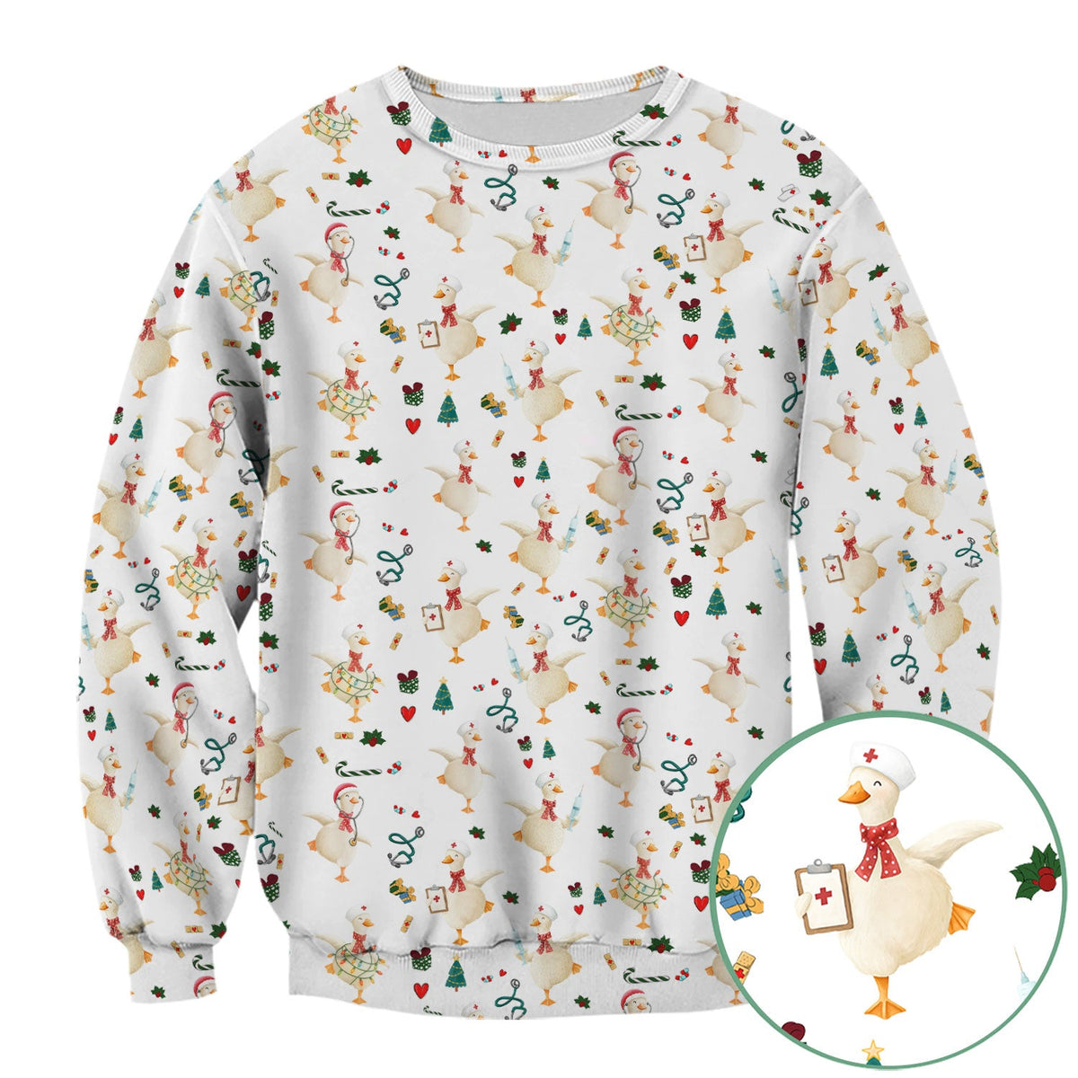 Christmas Goose Nurse Scrub Top