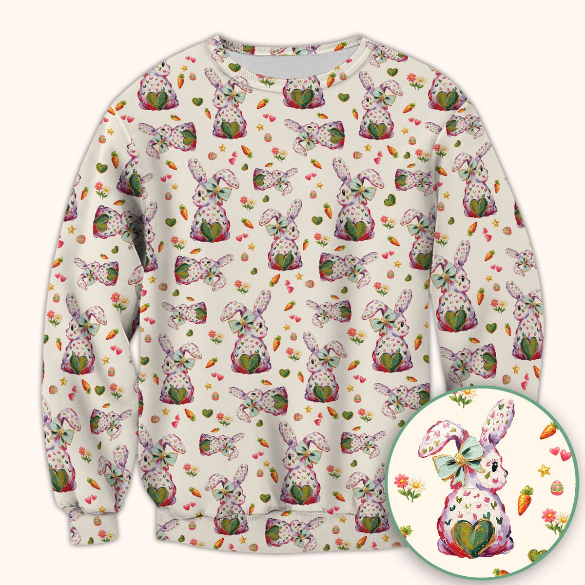 Pastel Bunny Easter Nurse Scrub Top