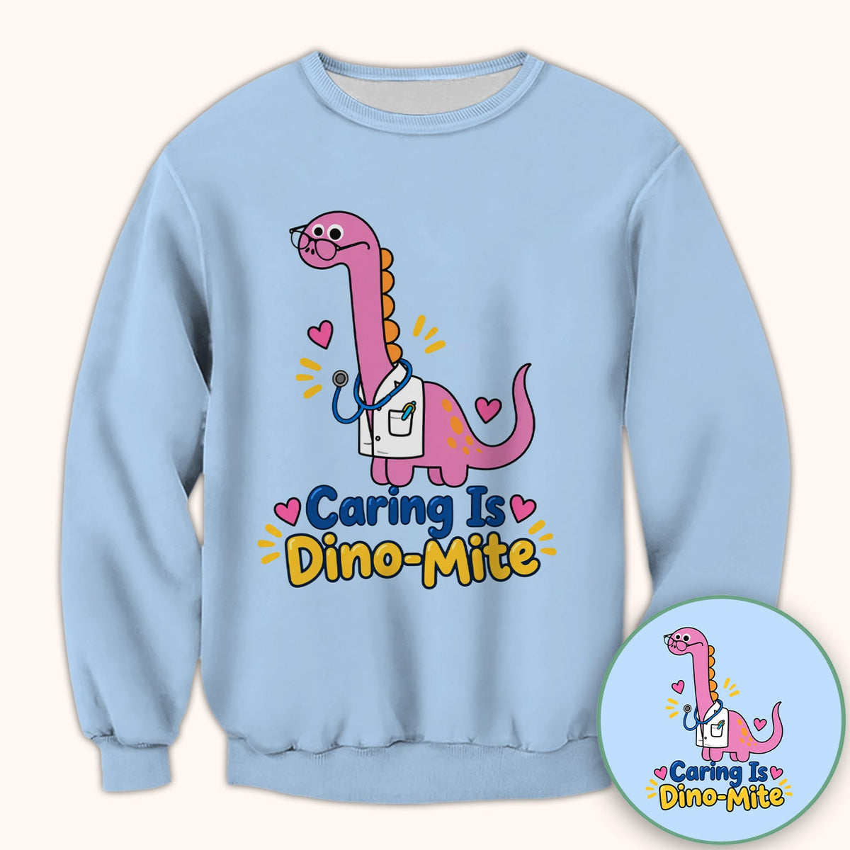 Caring Is Dino-Mite Dinosaur Nurse Shirt