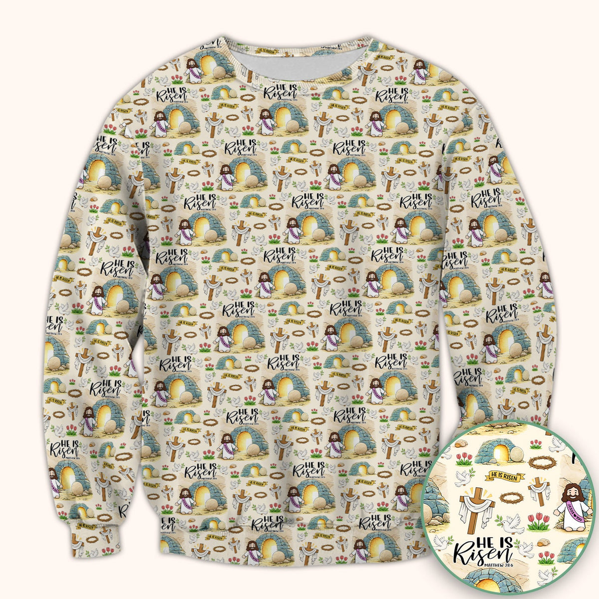 Easter He Is Risen Resurrection Nurse Scrub Top