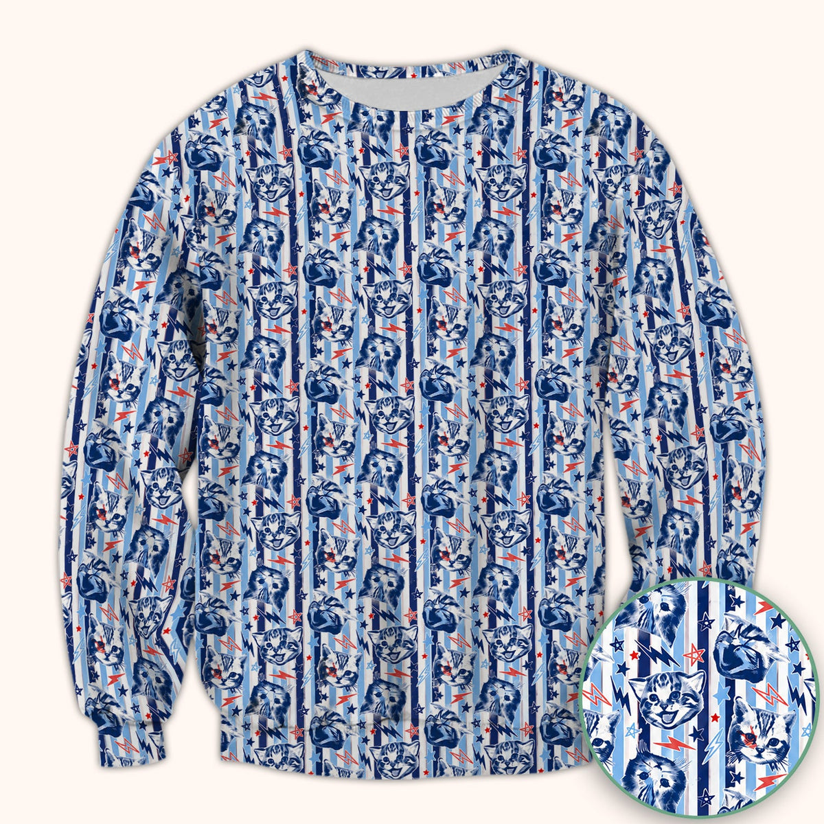 Cat Faces With Lightning Nurse Scrub Top