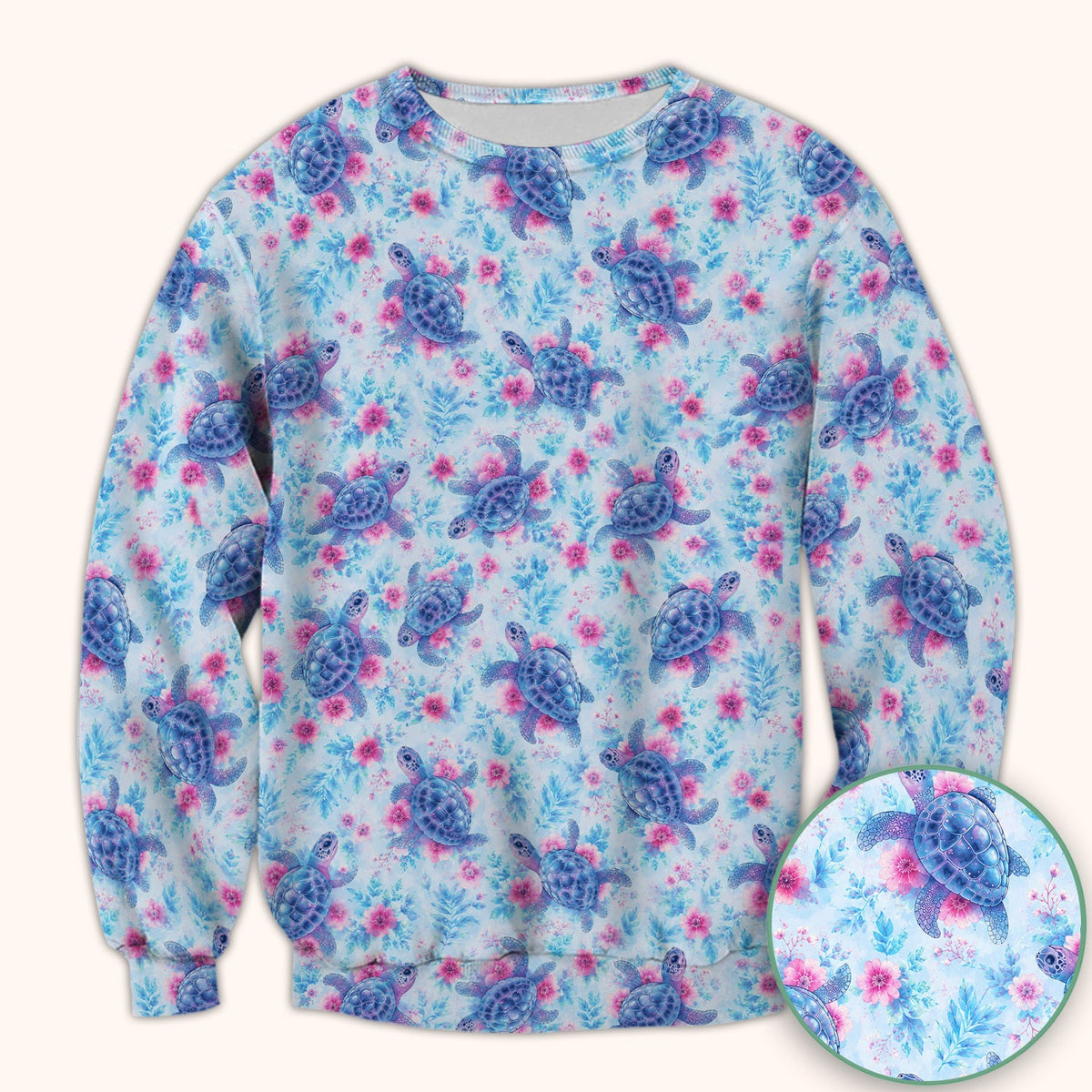 Sea Turtle Floral Nurse Scrub Top