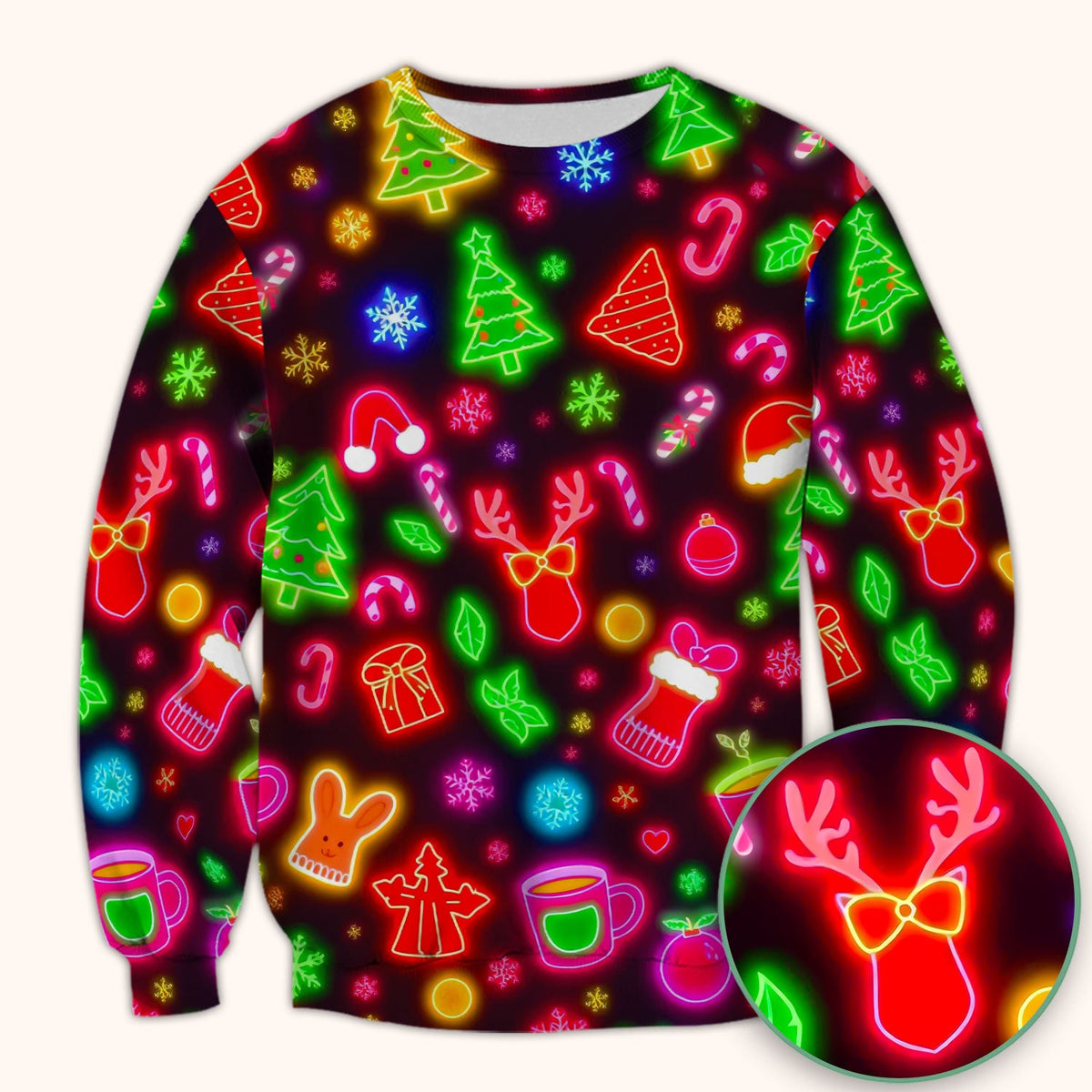 Neon Reindeer Nurse Scrub Top