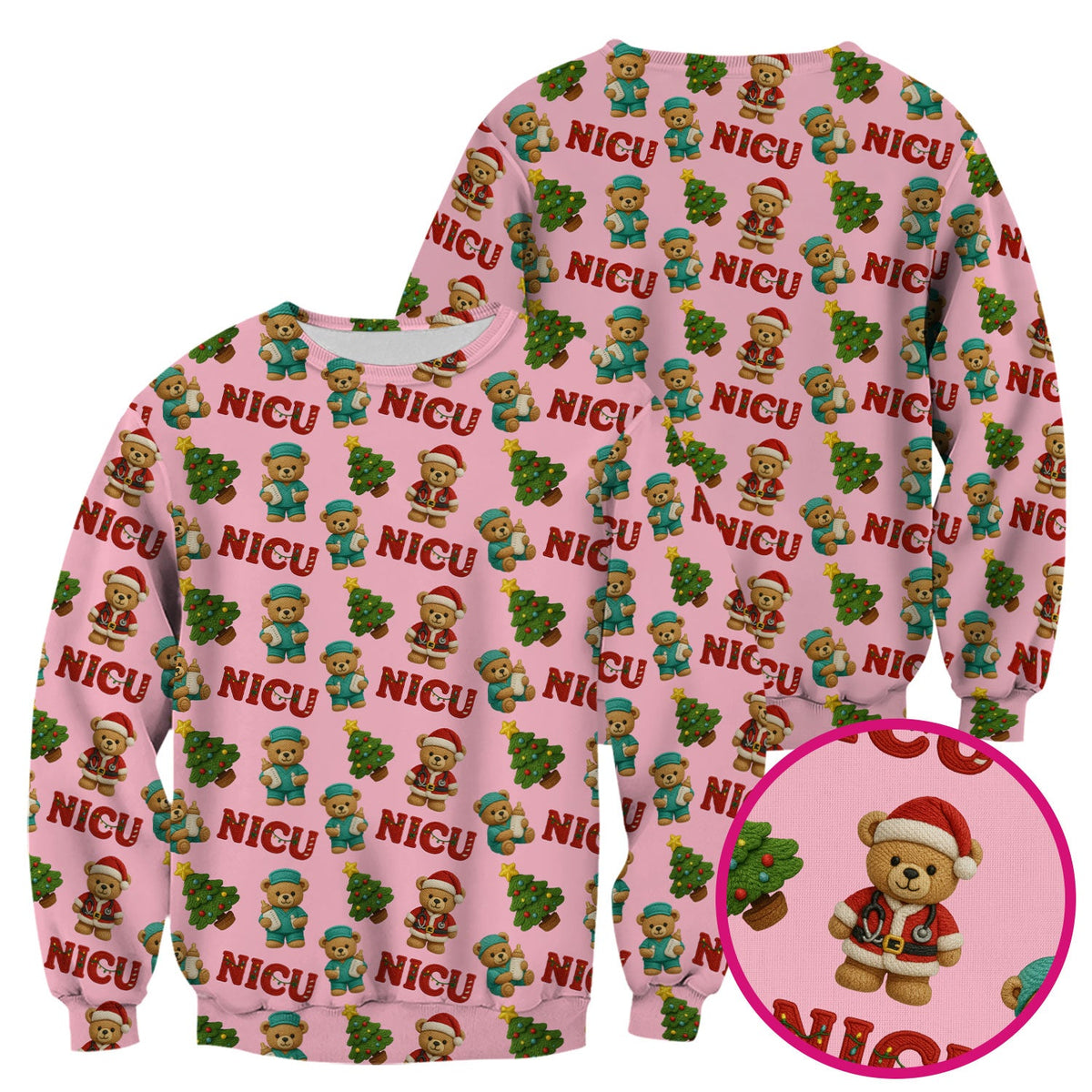 NICU Nurse Teddy Bear Scrub Top - Christmas Gift