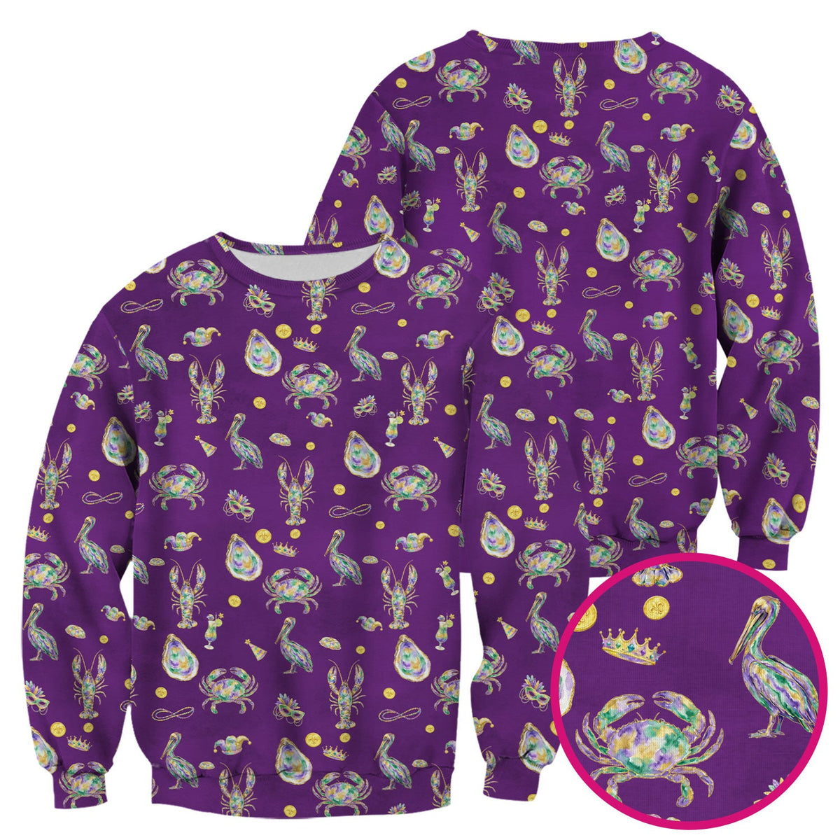 Mardi Gras Seafood Nurse Scrub Top