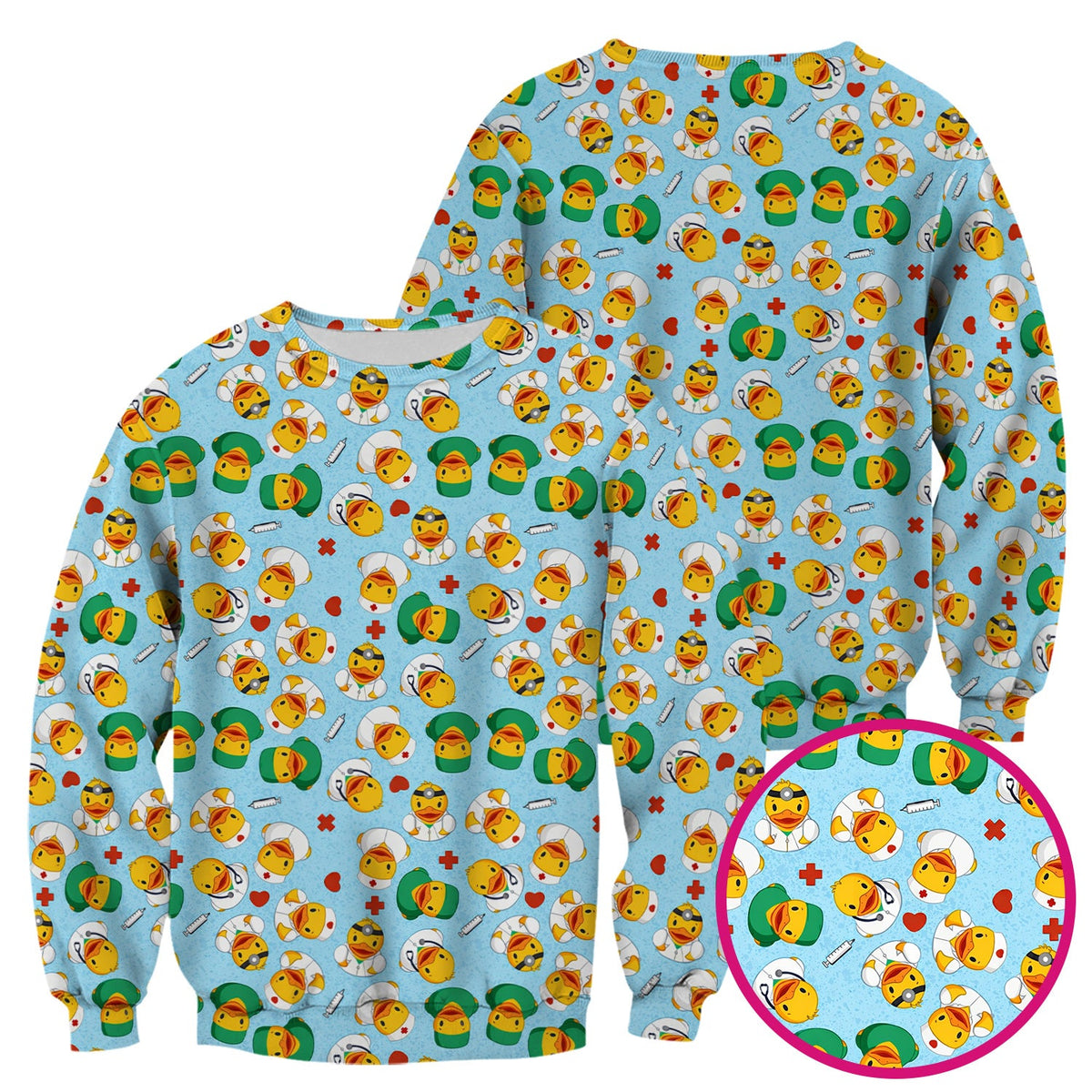 Duck Doctor Cartoon Nurse Scrub Top