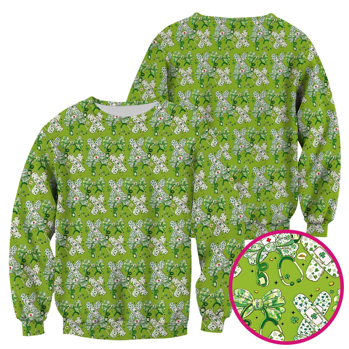 St Patrick Shamrock Stethoscope Nurse Scrub Top