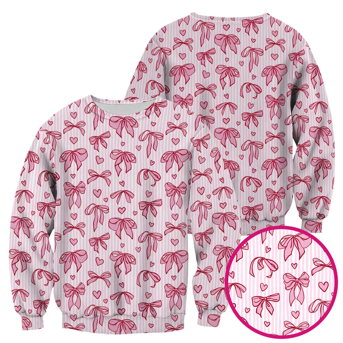 Pink Bow Heart Stripe Nurse Scrub Top