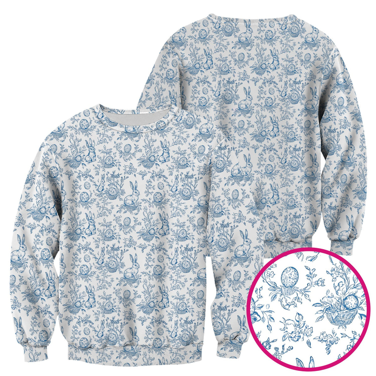 Bunny Floral Egg Toile Nurse Scrub Top - Easter Gift