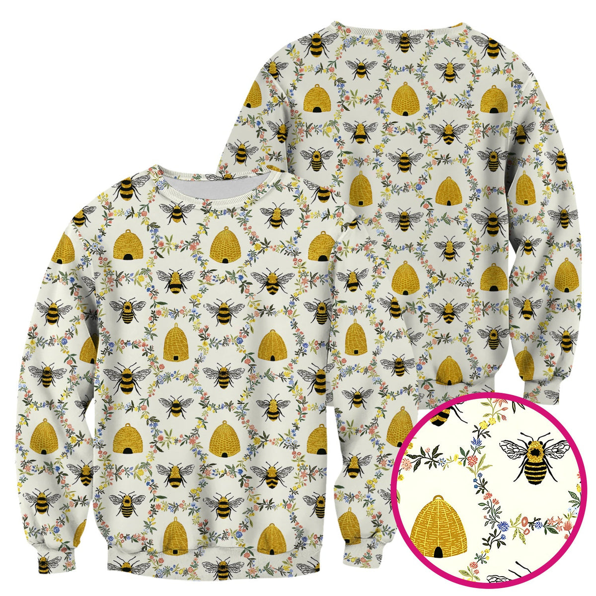 Honey Bee Beehive Floral Nurse Scrub Top