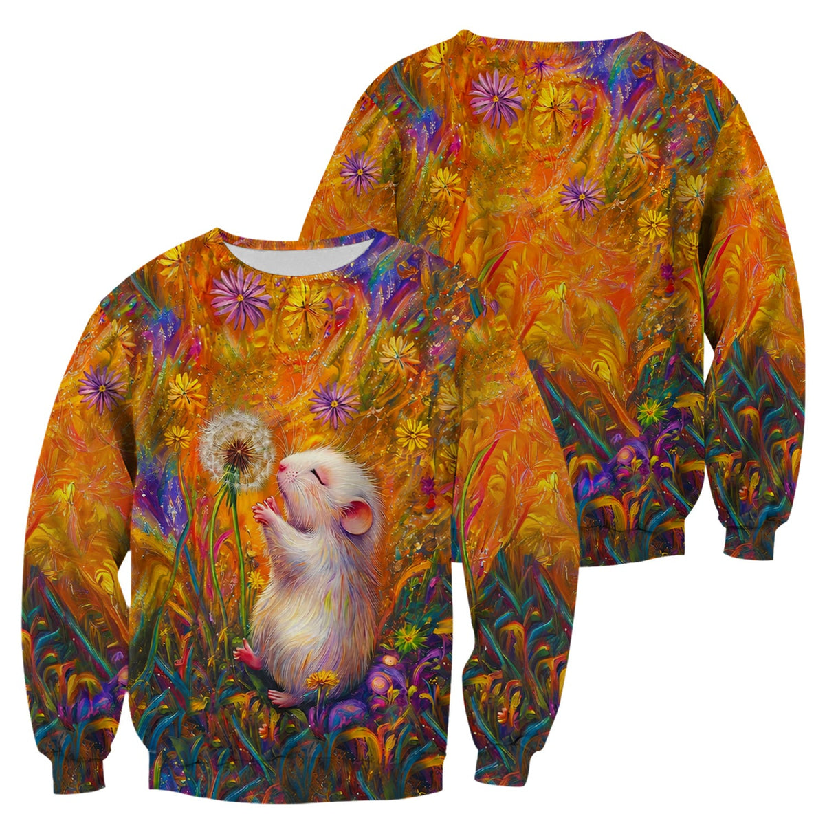 Whimsical Mouse Dandelion Nurse Scrub Top