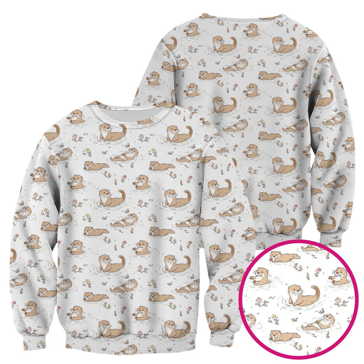 Otter Swimming Floating Water Nurse Scrub Top
