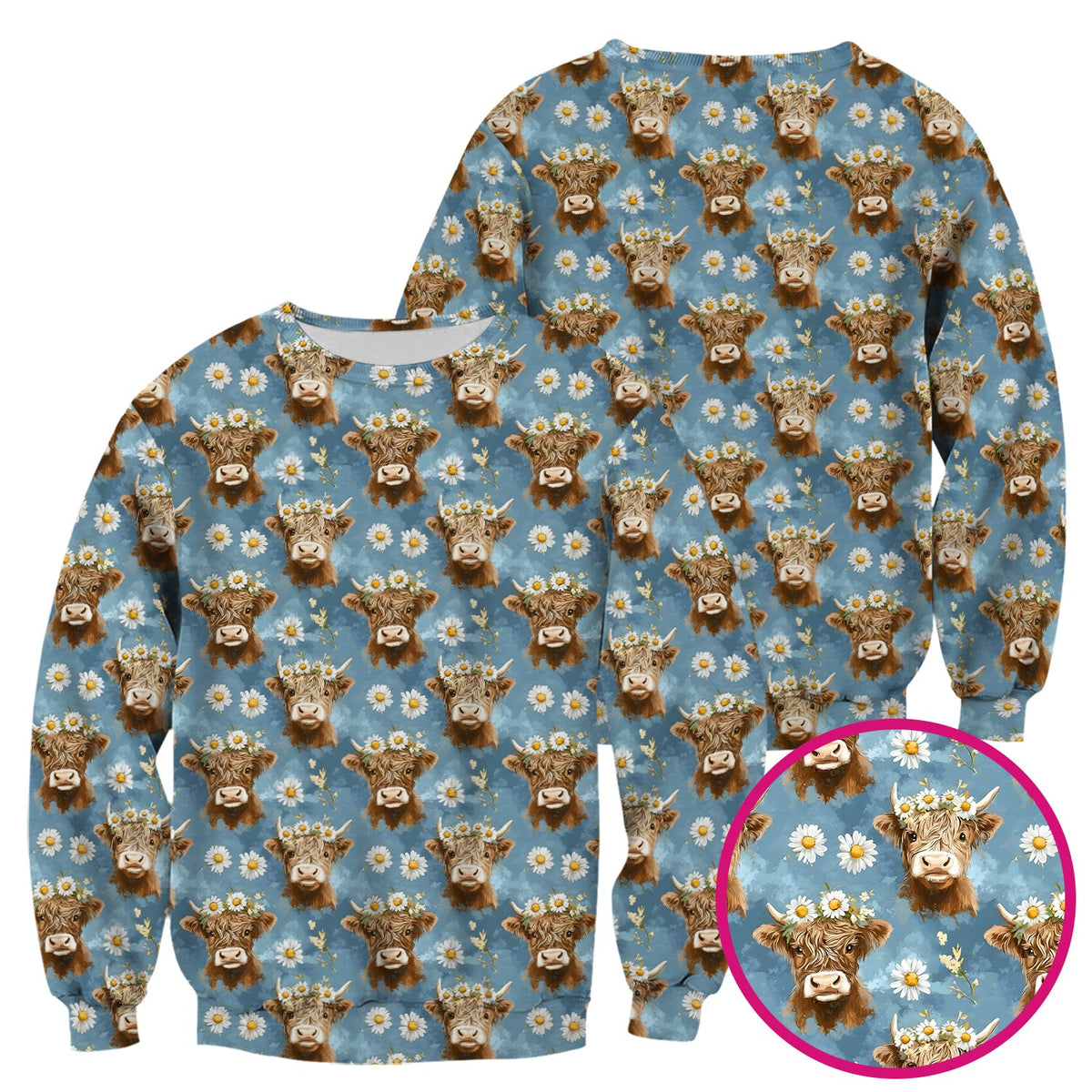 Highland Cow Daisy Flower Nurse Scrub Top