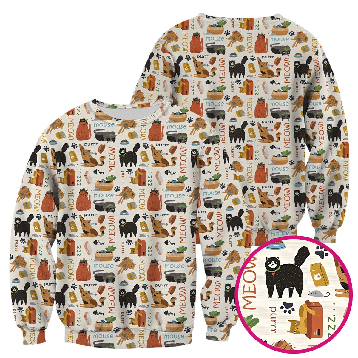 Meow Purr Cat Nurse Scrub Top