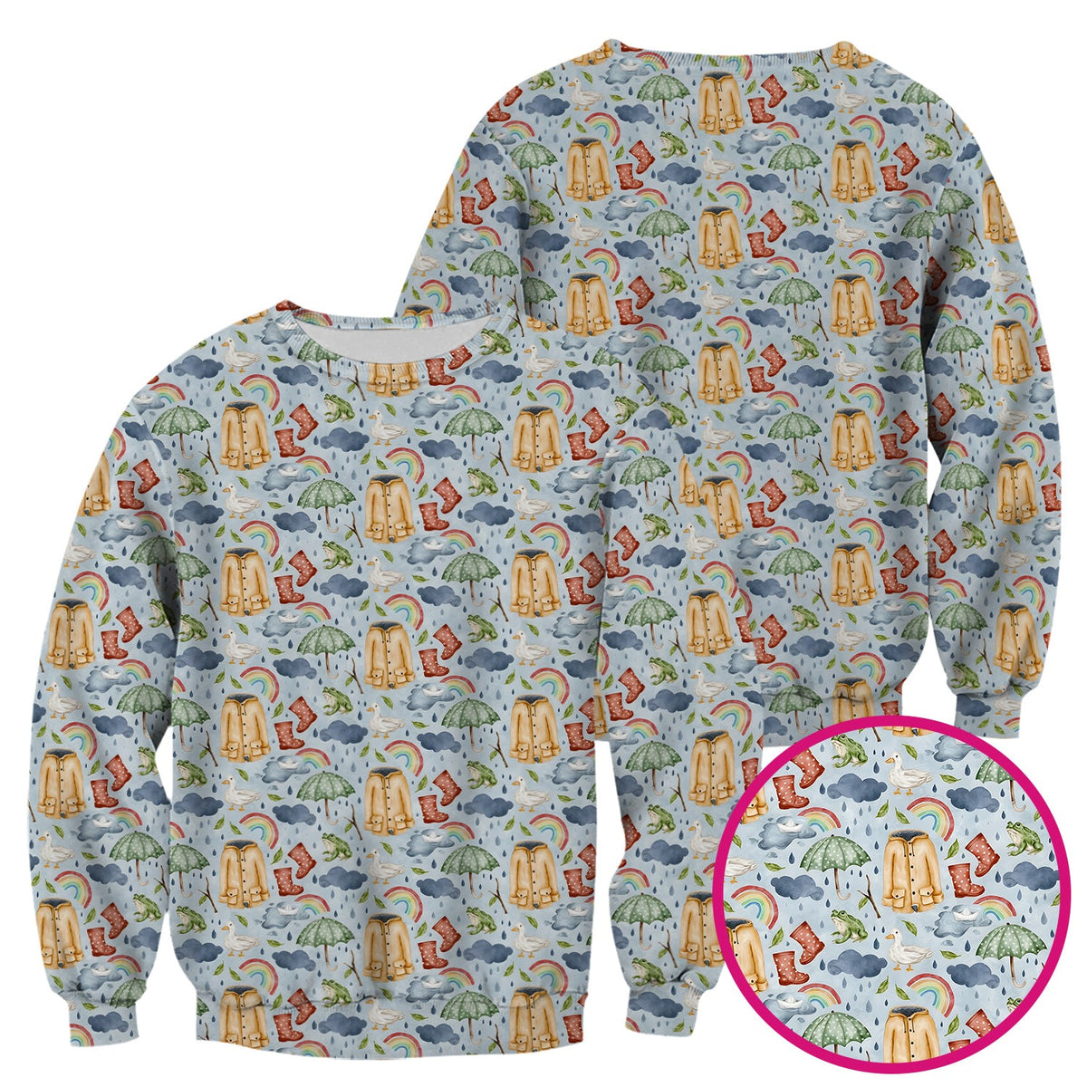 Rainy Day Ducks & Frog Nurse Scrub Top