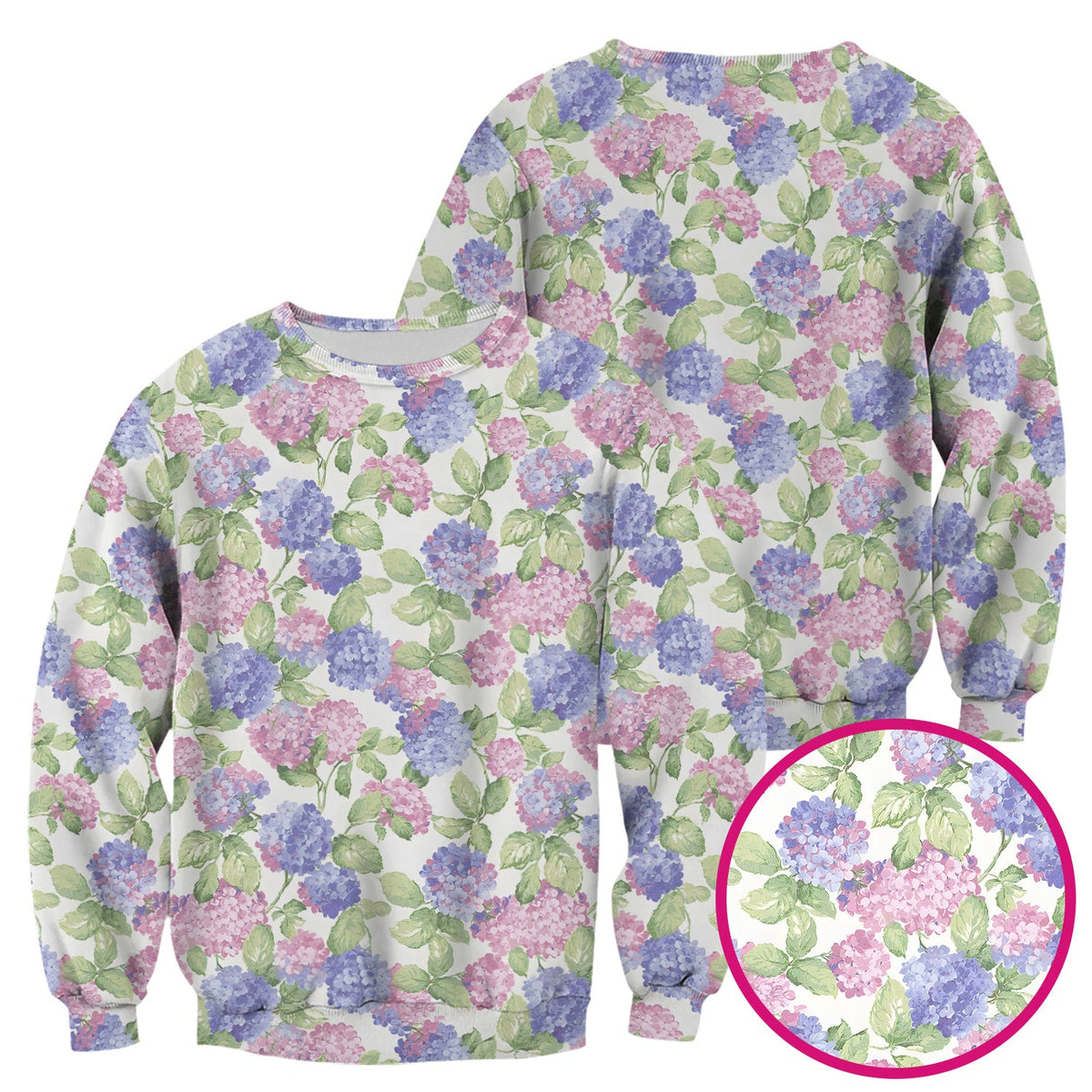 Soft Pastel Watercolor Hydrangea Floral Pattern Scrub Top, Comfortable Scrubs for Nurses