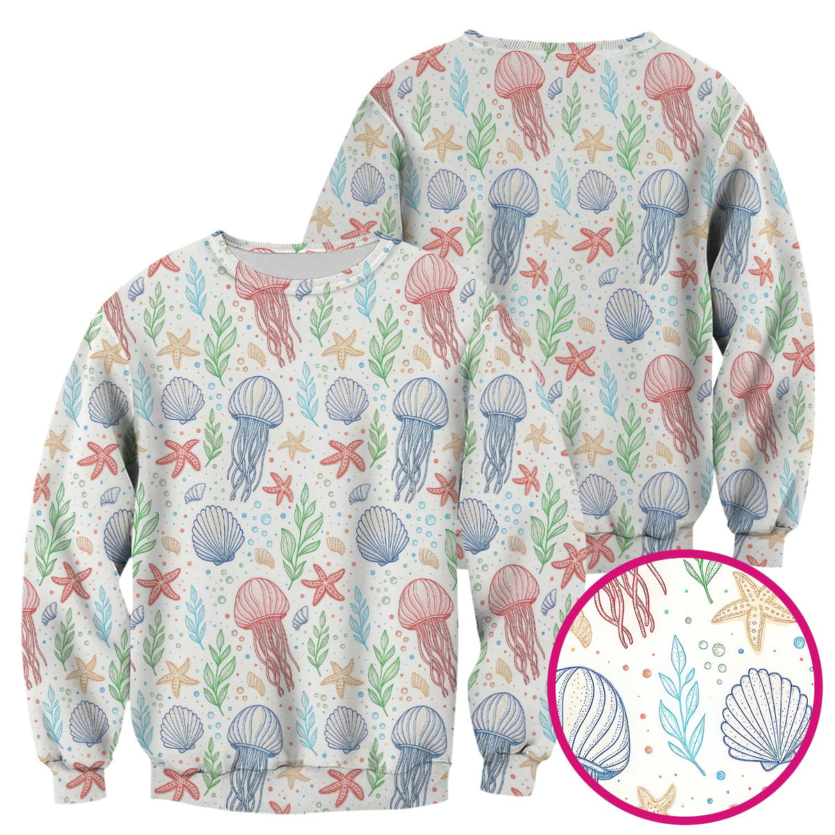 Ocean Jellyfish Starfish Seashell Nurse Scrub Top