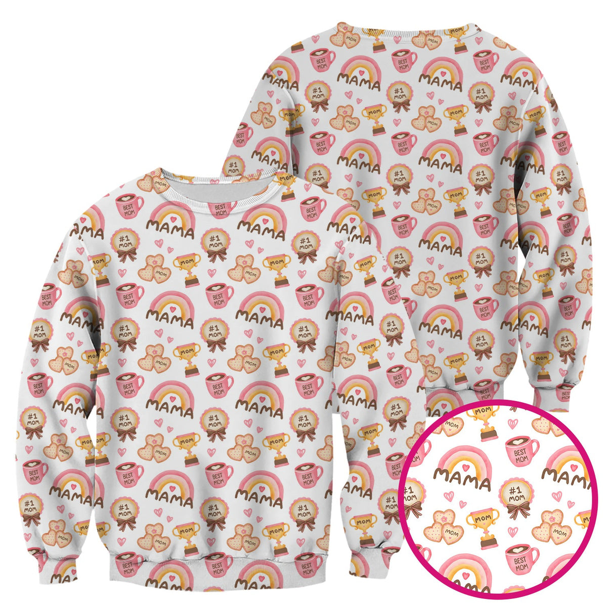 Sweet Nurse Mama Rainbow Trophy Heart Scrub Top