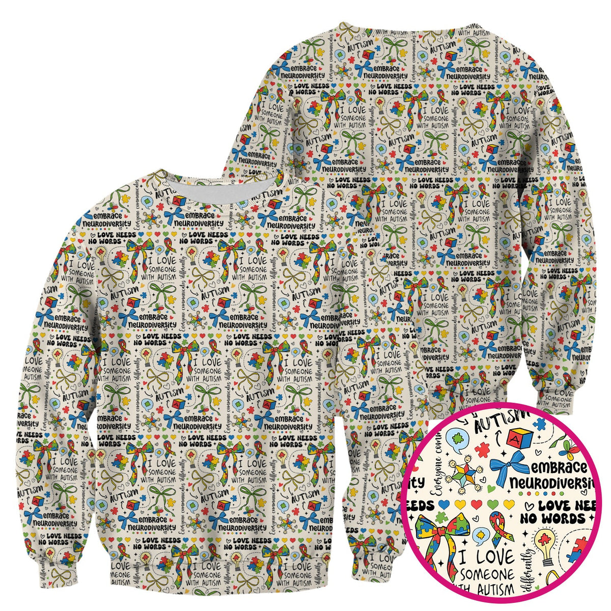 Autism Awareness Puzzle Ribbon Pastel Nurse Scrub Top