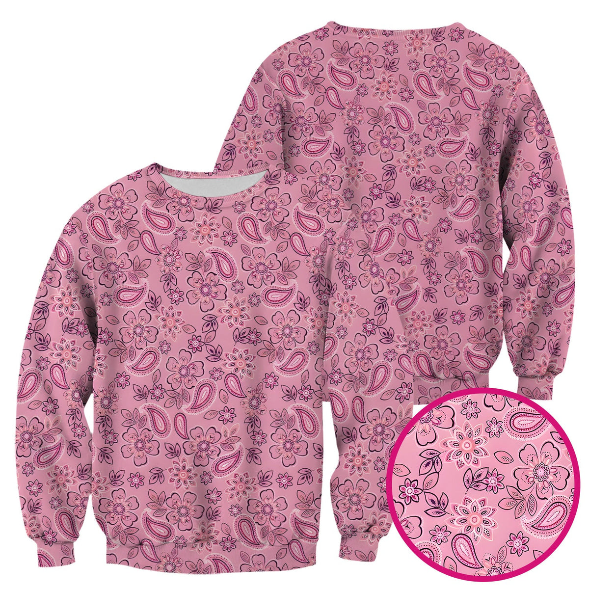 Pink Paisley Floral Nurse Scrub Top