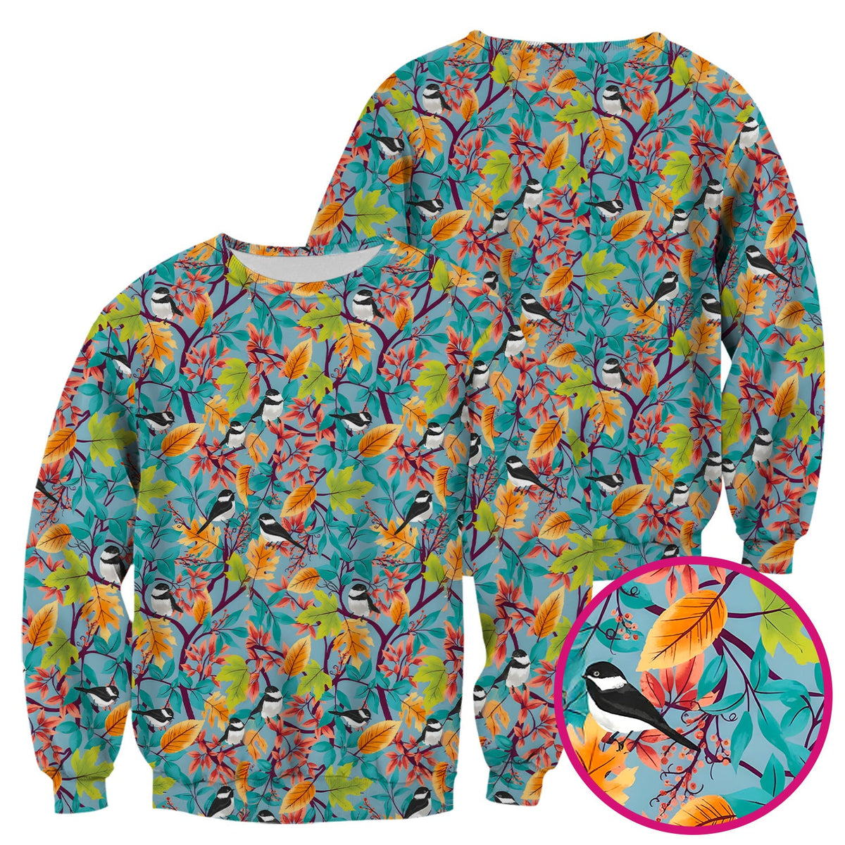 Autumn Leaf Chickadee Bird Nurse Scrub Top