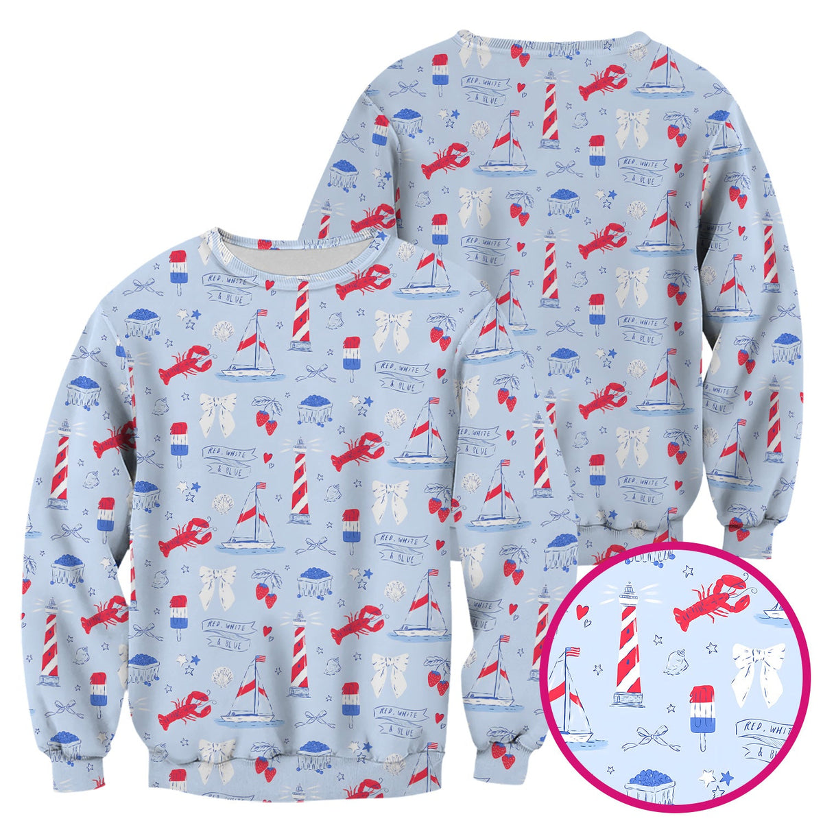 Lobster Lighthouse Sailboat Nurse Scrub Top