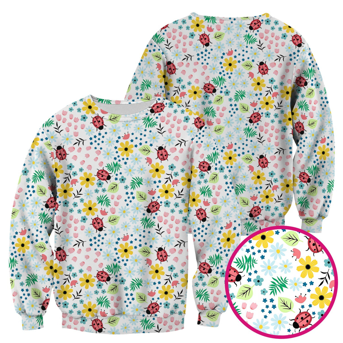 Ladybug Floral Garden Nurse Scrub Top