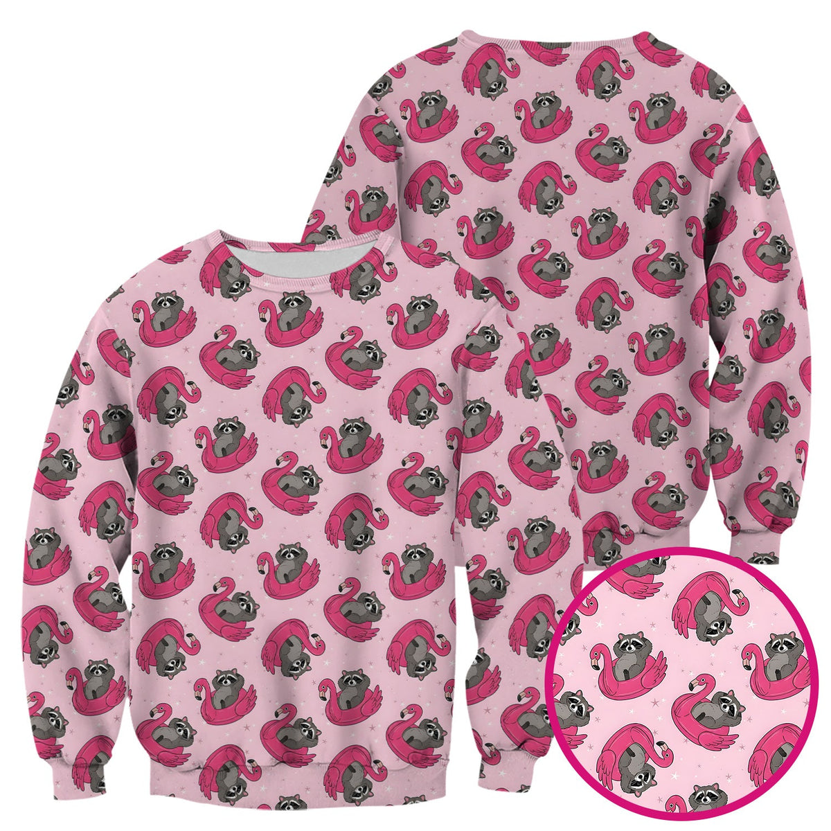 Raccoon Flamingo Float Nurse Scrub Top