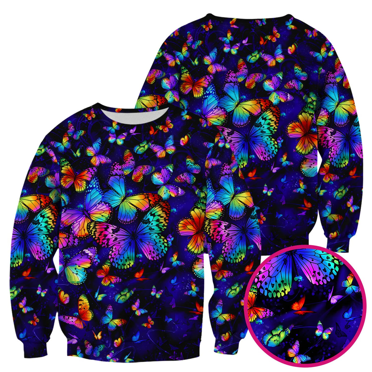 Vibrant Rainbow Butterfly Galaxy Nurse Scrub Top
