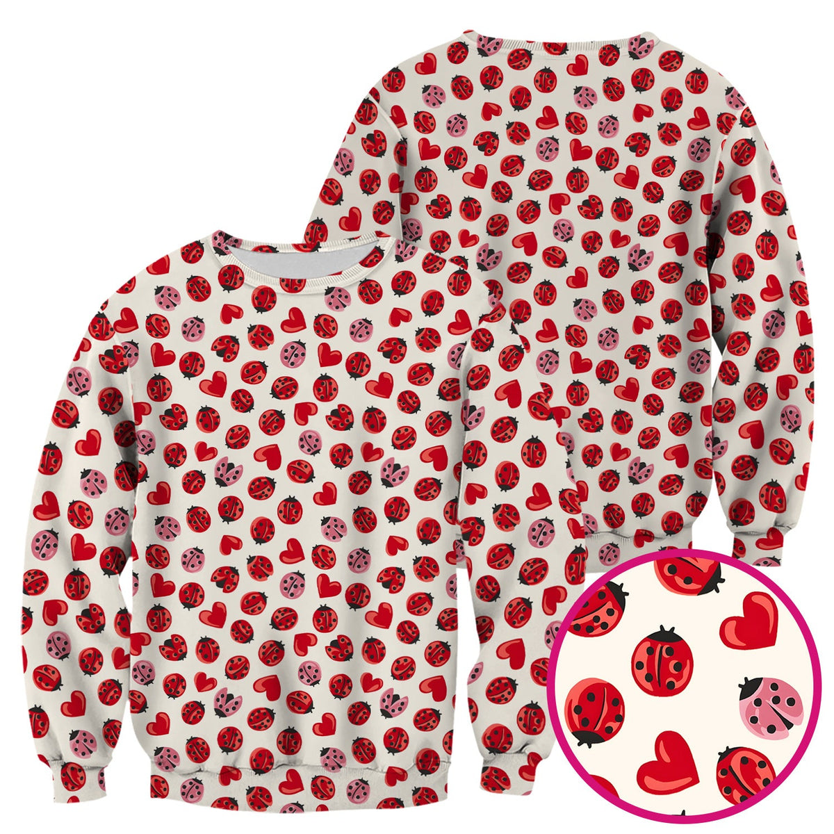 Ladybug Red Heart Nurse Scrub Top