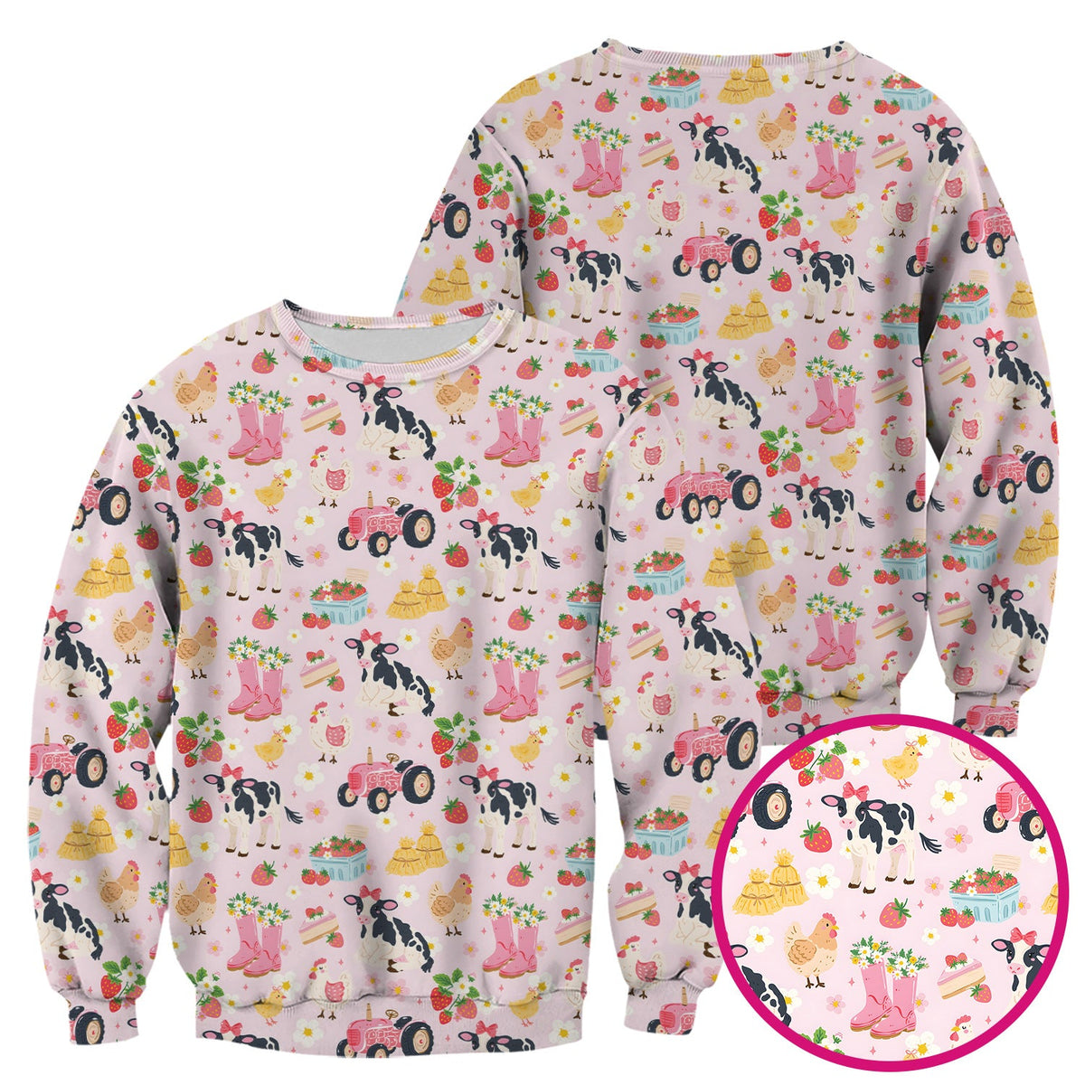 Farm Animals Strawberry Garden Nurse Scrub Top