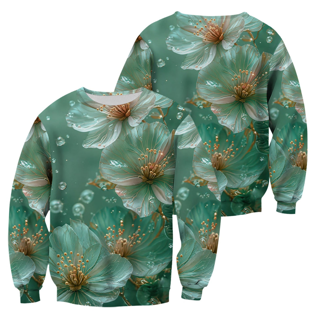Elegant Mint Blossom Dewdrop Nurse Scrub Top