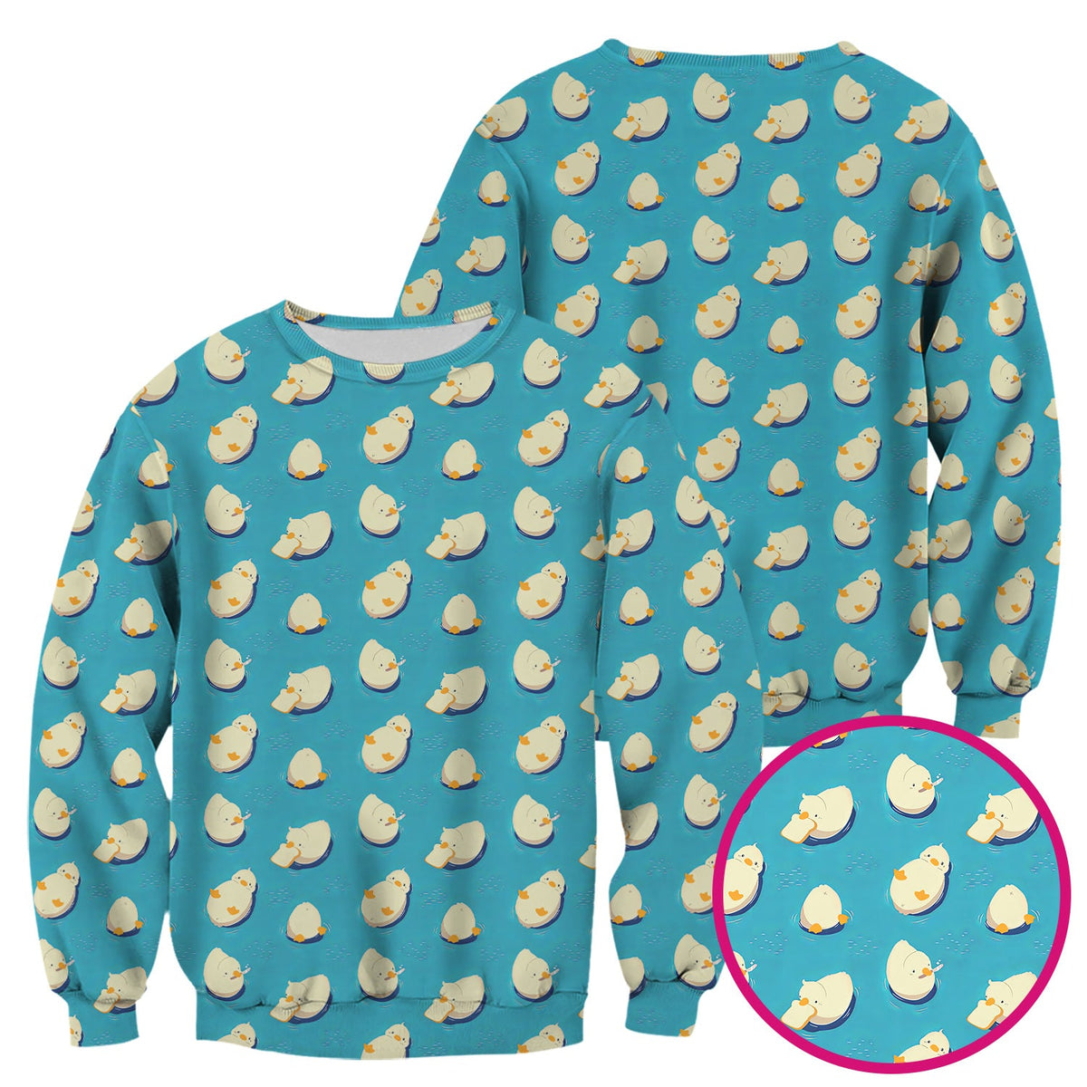 Cute Blue Duck Pond Nurse Scrub Top