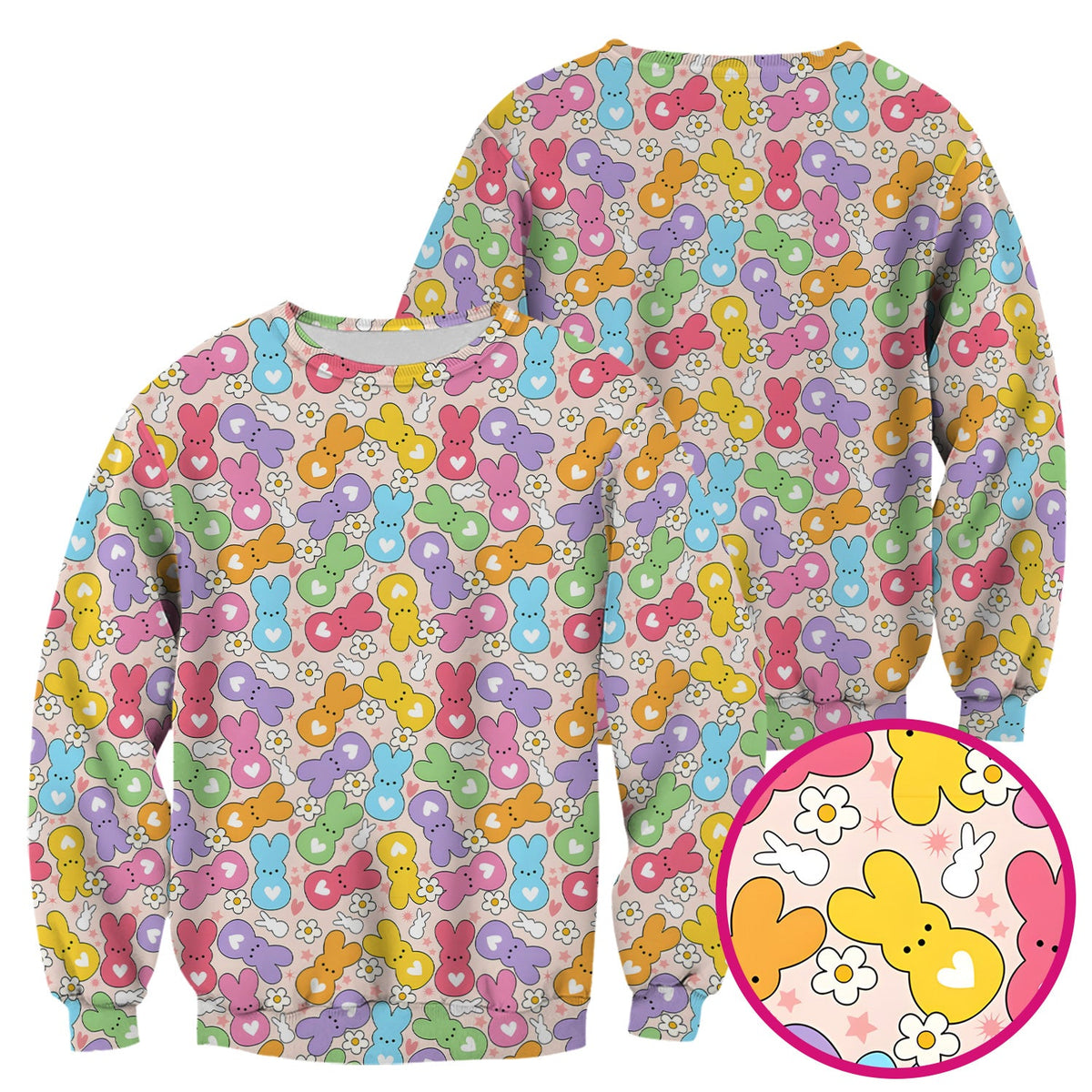 Sweet Pastel Bunny Daisy Scrub Top - Easter Gift For Nurse