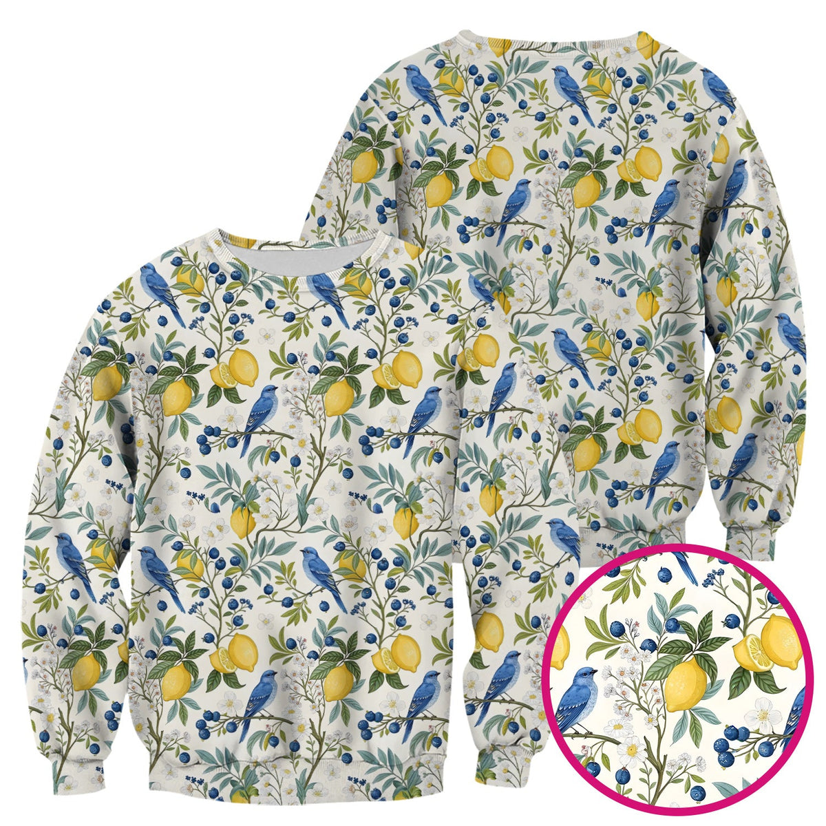 Cute Bluebird Lemon Berry Nurse Scrub Top