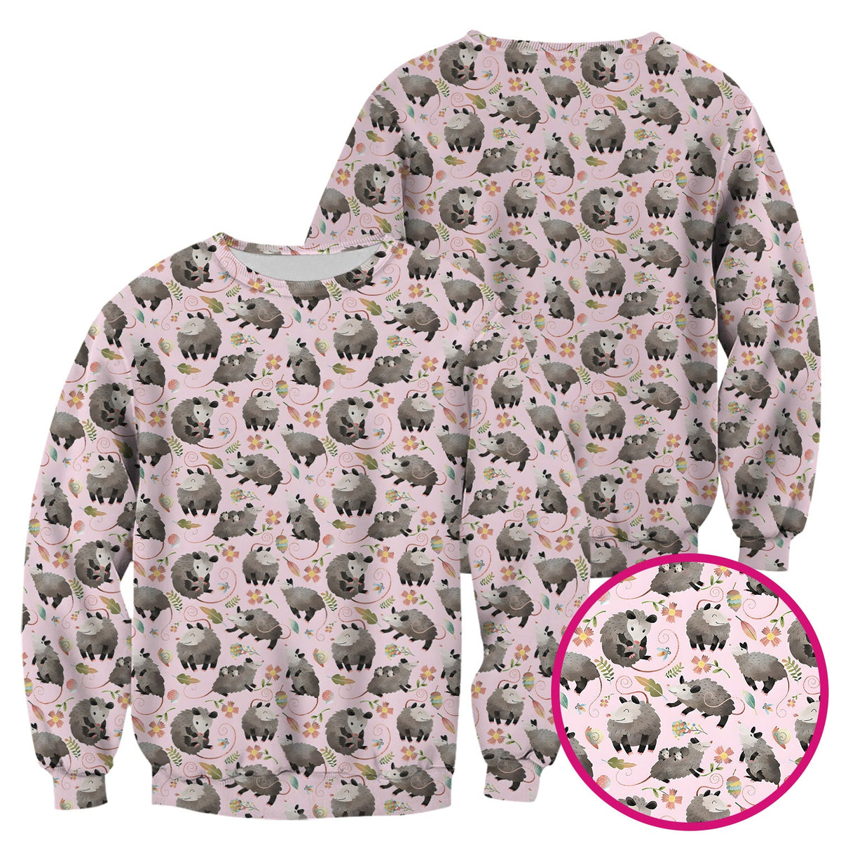 Opossum Playing Flower Garden Nurse Scrub Top