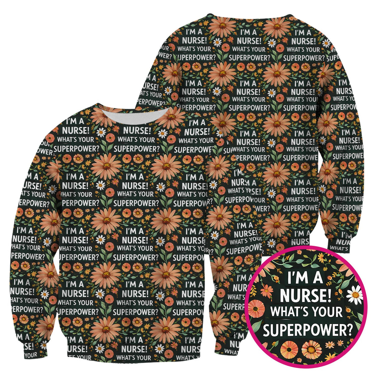 Superpower Floral Nurse Scrub Top
