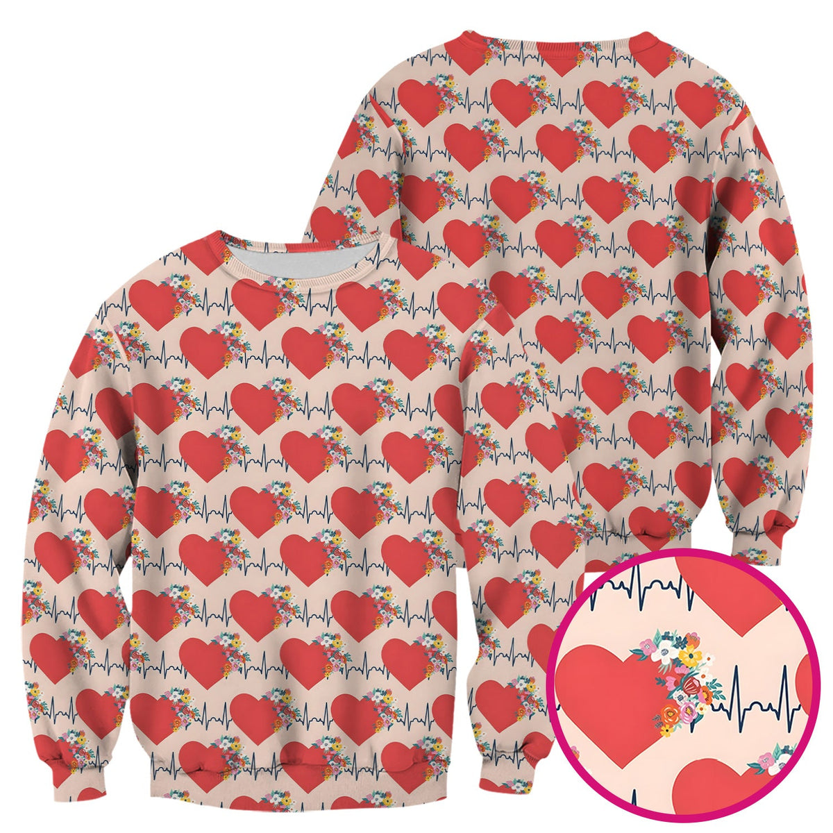 Heartbeat Floral Nurse Scrub Top