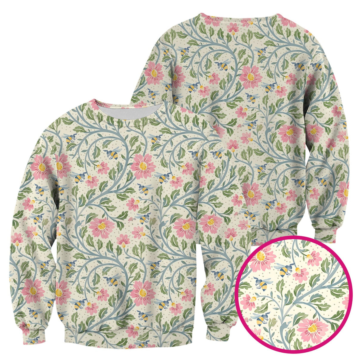 Floral Bee Garden Nurse Scrub Top