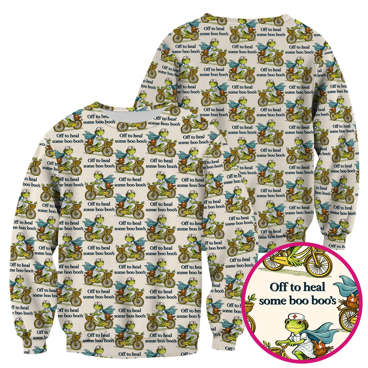 Frog Cycling Nurse Scrub Top